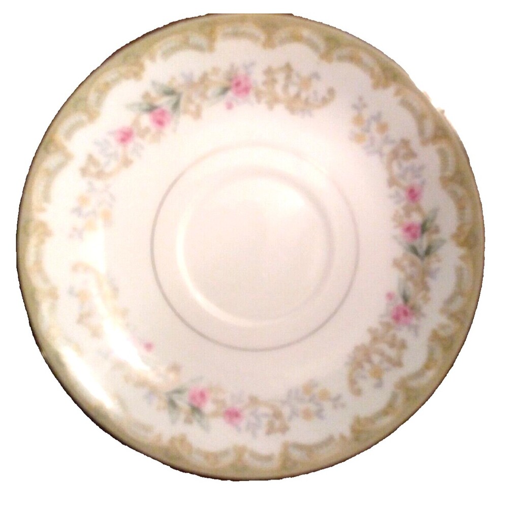 MEITO China KENWOOD gray green floral sprays SAUCERS made in Japan Vintage
